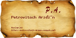 Petrovitsch Arzén névjegykártya